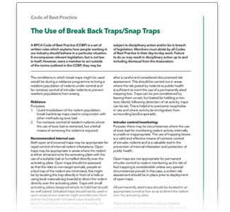 The use of Snap back traps COBP